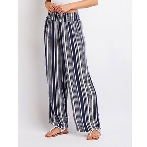elastic waist striped pants